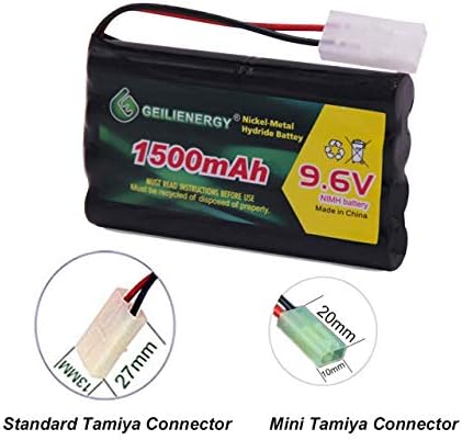 Geilienergy 9.6V 1500mAh Ni-MH Bateria recarregável com conector Tamiya padrão para carro RC, robôs e OTC Genisys 239180 & Evo Scanner