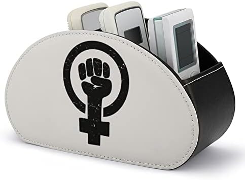 Organizador feminista de controle remoto de TV Remote TV Organizador de caixa de armazenamento de couro com 5 compartimentos para quarto de mesa