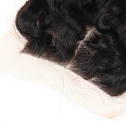 Hair Dajun 4 *4 Fechamento de renda 10 Parte média Blacked Knots Mongol Cabelo Virgem Humano Deep Wave Natural Color