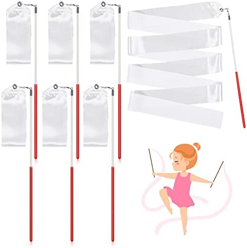 Hydren White Gymnastics Ribbon Ritmic Dancing Flamers Louved Wand Baton girando para adultos para crianças streamers de