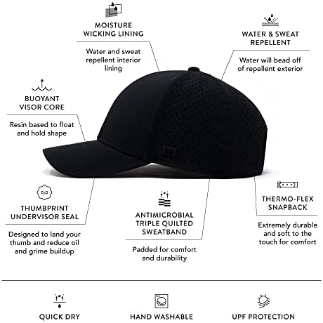 Melin A-Game Hydro, Hat de Snapback de Desempenho, Capace de beisebol resistente à água para homens e mulheres