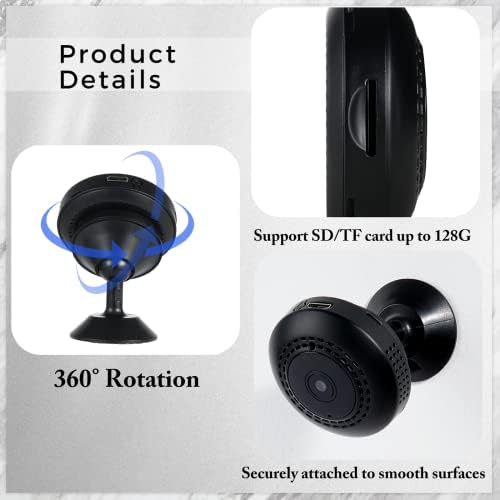 Câmera de Wi -Fi de Mini Segurança, 1080p Cam Home de Visão Noturna de alta definição com sensor COMS, Detecção de movimento