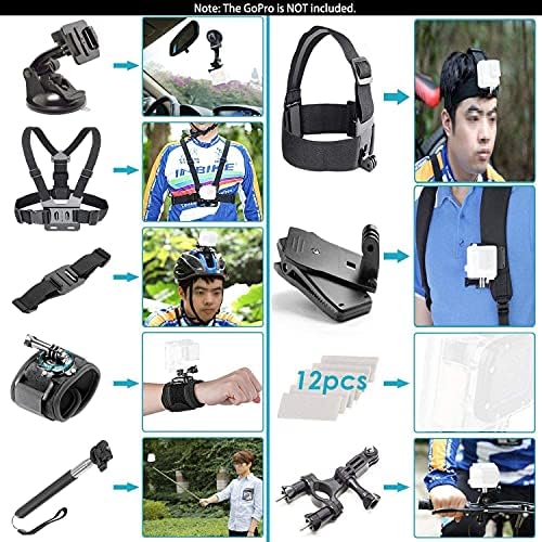Navitech 50-in-1 Action Camera Accessories Combo Kit com EVA Case-Compatível com câmera de ação CAMWORLD 4K 20MP
