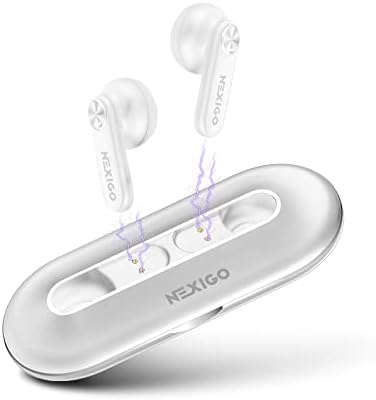 NEXIGO AIR T2 ULTRA-FILHA EMBUDOS SEM FIOS, QUALCOMM QCC3040, Bluetooth 5.2, 4 mics CVC 8.0 Cancelamento de ruído para chamadas claras, APTX, 28H Time de reprodução, USB-C, Ipx5 à prova d'água, prata