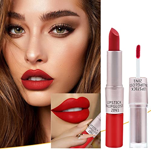 Dbylxmn Lip Lip Gloss Gloss Glaze Batom Lip durading Velvet 2 em 1 Lipstick Lip Lip líquido Lip Lip Lip Nude Double Silky Long