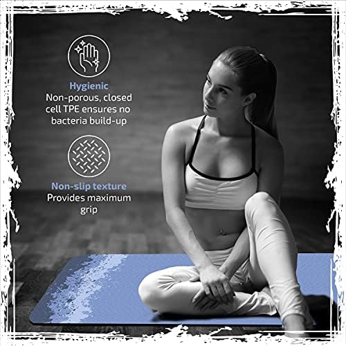 Millenti Exercício Yoga Mat Non-Slip-Camurça para todos os fins de 6 mm e tapete de ioga TPE texturizada com cinta de transporte, design de tapete de ioga com estampa premium para exercícios de piso