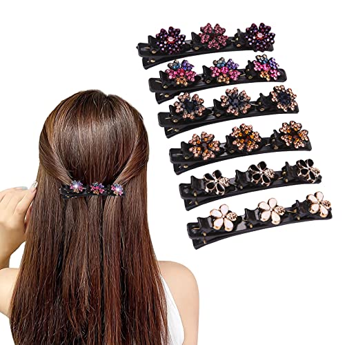 Clipes de cabelo trançados para mulheres, 6pcs Cristão de cristal brilhante clipes de cabelo com 3 clipes pequenos, faixas de cabelo