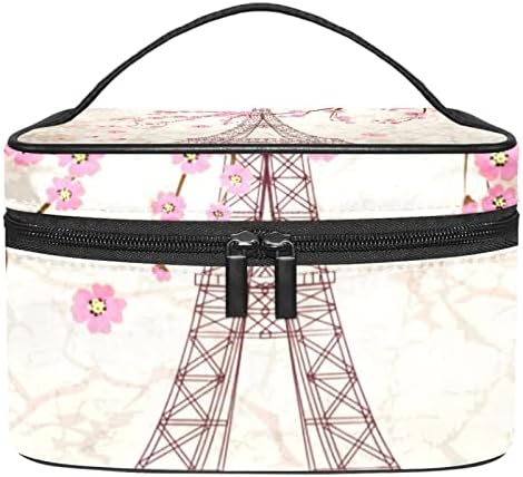 TBOUOBT Bolsa cosmética para mulheres, bolsas de maquiagem Bolsa de higiene saco de bolsa de viagem, Flor Vintage Paris Eiffel