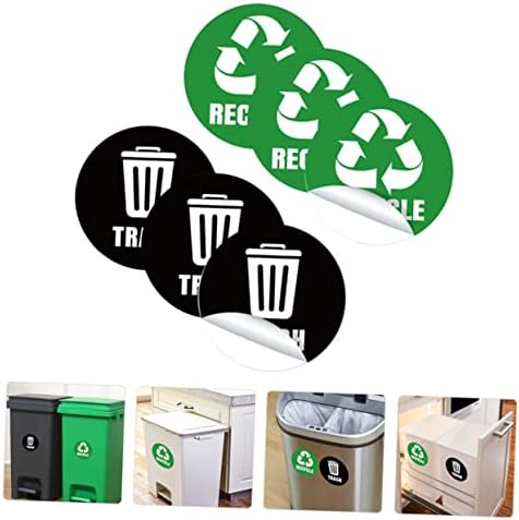 Operitacx 2 conjuntos 6 rótulo de classificação de lixo grande lixo pode desperdiçar adesivos de recipiente adesivo de reciclagem