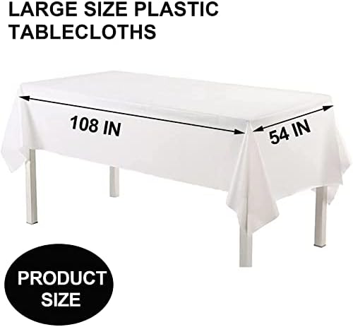 Befans 10 Pacote toalhetas de plástico brancas para mesas de retângulo, 54 x108 polegadas de mesa de plástico para festas descartáveis