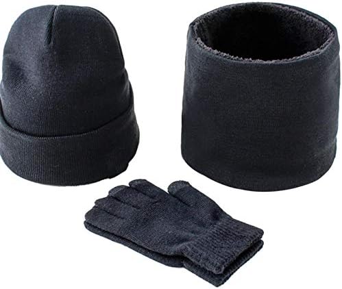 Gokeop 3 peças Hat de inverno Fuzindo luvas de cachecol conjunto malha espessa macia para homens mulheres