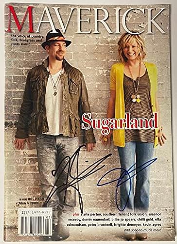 Jennifer Nettles/Kristian Bush dual assinado Sugarland 2009 Maverick Full Magazine- Beckett Review - Revistas de música