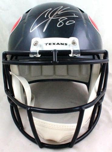 Andre Johnson autografou Houston Texans f/s Capacete de velocidade -JSA W Auth *Silver - Capacetes NFL autografados