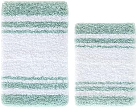 Buth Pureh 2 peças Despesas de Beggamo Bath Rug, 20 x30 e 17 x24, branco e aqua