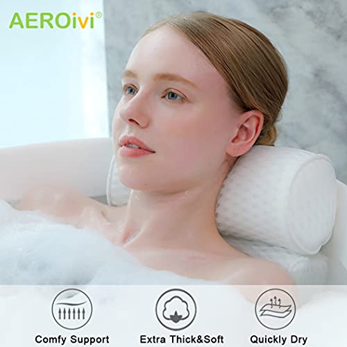 Aeroivi Bathtub Pillow Chefrest Bath Bath Almofadas para o pescoço da banheira e o suporte traseiro com copos de sucção