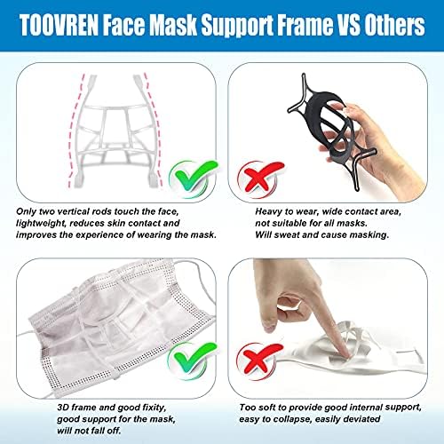 Toovren Upgrade 3D Face Mask Supleta, Inserções de máscara para respirar espaço, guardas de máscara para baixo da máscara, máscara