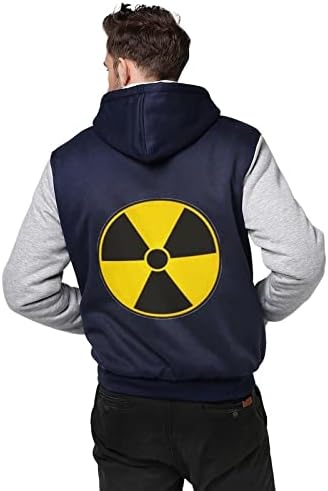 Aviso de radiação nuclear sinal de capuz masculino pega camisetas pesadas jaqueta grossa casaco de inverno quente