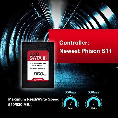 SEKC 960GB SSD SATA III 6 GB/S, até 550/530 MB/S READ/WRITE Velocidade, 2,5 de 7mm interna