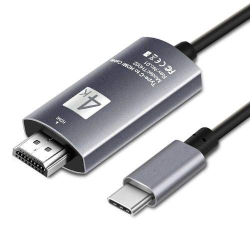 Cabo de ondas de caixa compatível com o Lenovo ThinkBook 13s - SmartDisplay Cable - USB tipo C para HDMI, cabo USB C/HDMI para Lenovo ThinkBook 13s - Jet Black