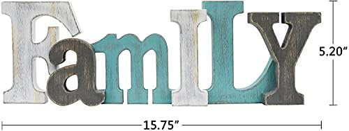 Signo da família de madeira rústica multicolorida, placas decorativas de palavras de bloqueio de madeira, letras de madeira