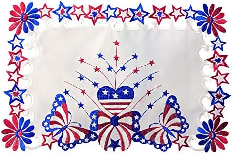 CLOUDSUN 4 de julho, tapetes patrióticos, conjunto de 4 para o Dia da Independência Americana, decorações de férias do