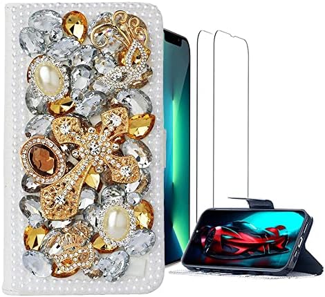 Luziun Glitter Design Caixa de telefone da carteira compatível com Moto G Stylus 5G - 3D Luxury Girls Women Women Shiny Bling artesanal