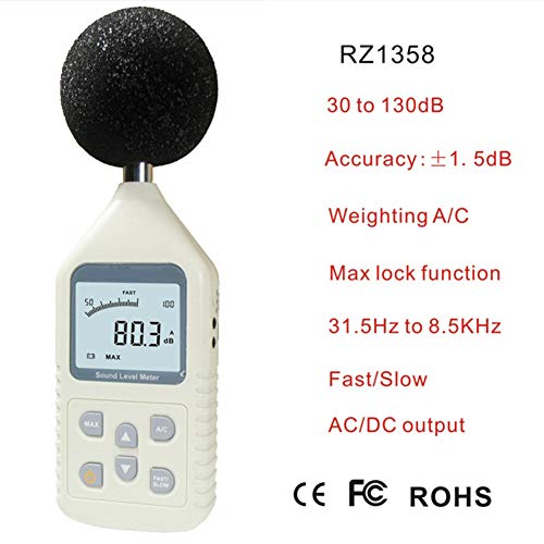 Medidor de nível de som digital Adamas-beta, medidor de decibéis, testador de ruído ambiental, faixa de 30 a 130dBA