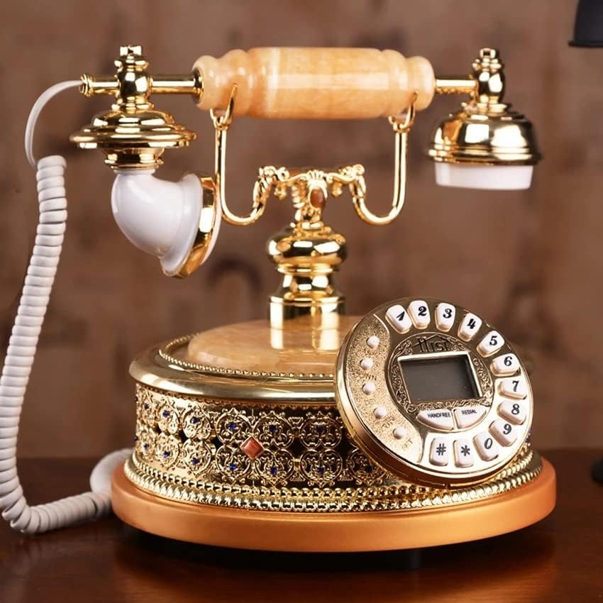 Lukeo Antique telefone fixo telefônico com shinestones, identificação de chamadas DTMF/FSK, 16 toques, brilho ajustável
