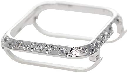 Callanncity Rhinestone Crystal Diamond Jewelry Metal Metal Caso Capa Compatível Apple Watch Series 4 Cristais brancos para homens/mulheres Novo