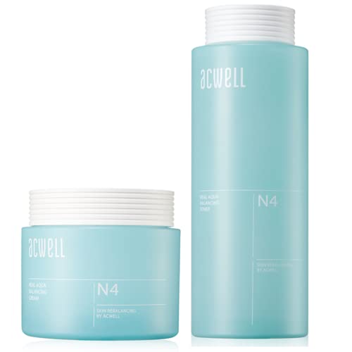 Acwell Real Aqua Balancing Cream + Acwell Real Aqua Balancing Lha Hidratando e esfoliando toner facial