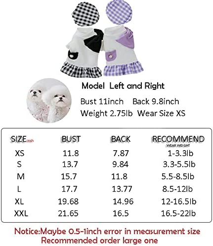 Pet Girls Terne Vintage Pearl Plaid Bow Dog Tutu Vestido com chapéu ajustável Doggie moletom filhote de cachorro