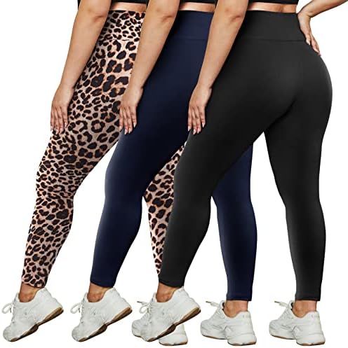 HltPro 3 pacote de tamanho grande perneiras para mulheres- calça macia de cintura alta alta para o treino de ioga