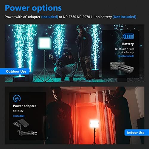 Neewer 2 pacotes 660 Pro RGB LED LED VÍDEO COM KIT DE STAND DE CONTROLE DE APP APP, 360 ° Color integral, 50W Bi-Color Bi-color
