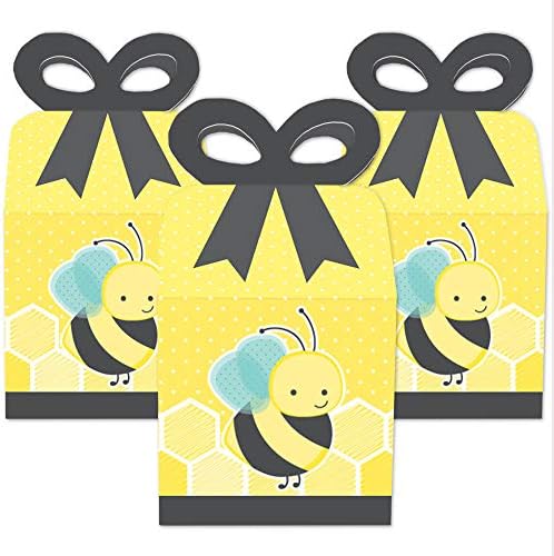 Big Dot of Happiness Honey Bee - Square Favor Gift Caixas - Chá de bebê ou caixas de proa de festa de aniversário