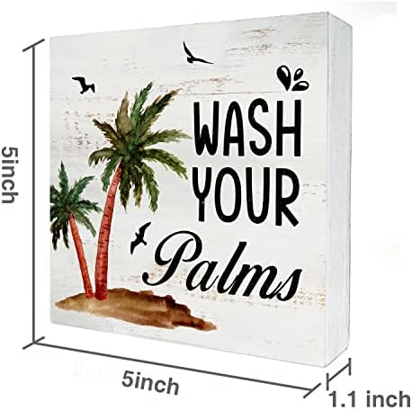 Lave suas palmeiras Caixa de madeira sinal decoração da casa Citação de banheiro rústica Caixa de madeira Placa de placa