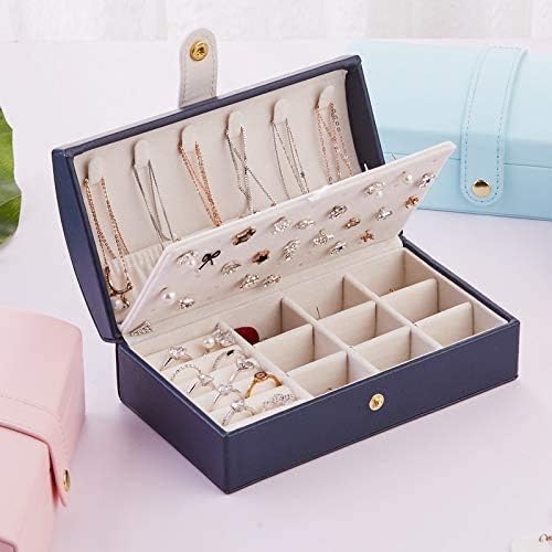 Jóias Organizador da caixa de jóias para mulheres meninas portátil Pu fresco e simples caixa de jóias 2 camadas Camadas Ring