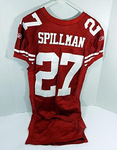 2010 San Francisco 49ers CJ Spillman 27 Jogo emitido Red Jersey 44 DP30920 - Jerseys de jogo NFL não assinado