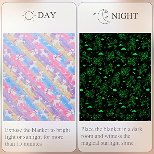 Glow in the Dark Blanket, Unicorns Gifts for Girls Kids, Toys Gifts Para 2 3 4 5 6 7 8 9 10 anos meninas de 10 anos Girls Soft Kids