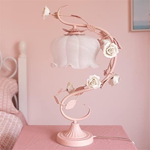 N/A Contratou e romântico lâmpada de mesa de mesa criativa quarto rosa rosa flor menina infantil lâmpada de cabeceira