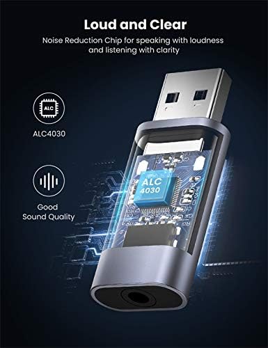 UGREEN USB TO AODIO JACK USB CARDE DE SOM EXTERNAL DE 3,5 mm Adaptador de áudio 2 em 1 USB A AUX TRRS Adaptador de fone de ouvido