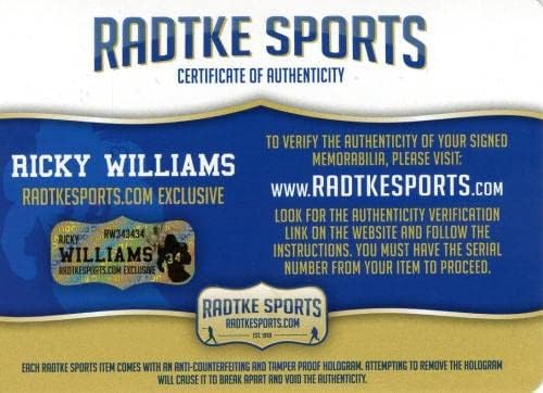 Ricky Williams assinou o capacete lunar da NFL autêntico de Miami Dolphins com “eu ia correr a bola, mas depois fiquei alto” -