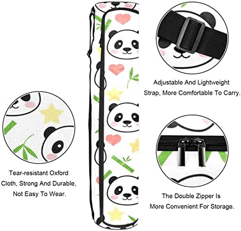 Bolsa de tapete de ioga ratgdn, fofo panda padrão exercício de ioga transportadora de tape