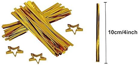 Pacote de bolinhas brancas de 100 pacote com sacos de doces com 100pcs Gold Metallic Twist lances, sacos de tratamento de plástico