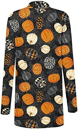 Cardigã de Halloween feminino Cardigã casual Cardigã Longo Cardigã Black Cat Print