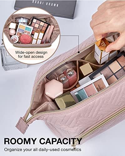 Bolsa de maquiagem de viagem de bagsmart, bolsa de cosméticos maquiagem de caixa organizadora, bolsa grande e aberta