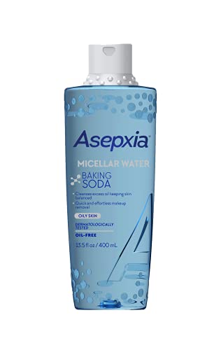 Asepxia bicarbonato de água micelares de água e removedor de maquiagem, 13,5 onças