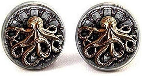 Steampunk polvo cufflinks Octopus gótico joias de joias de arte