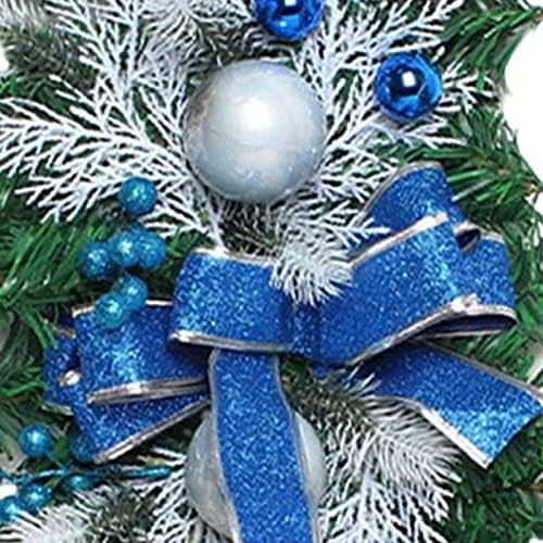 Esquirla Artificial Christmas Stair Swag, Greath Bow Ornamentos Garland Gift para decoração de lareira interna Party Outdoor, azul