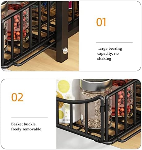 Fizzoqi Organização e Armazenamento de especiarias de armazenamento Organizador da prateleira Prações de armazenamento de garrafas de garrafas de armazenamento de garrafa de camada dupla camada de metal vertical rack com slides de material de cozinha armazenamento