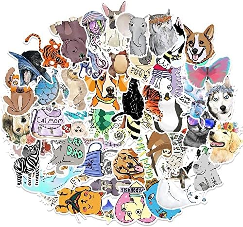 Adesivos de animais 50pcs Decalques para crianças para crianças, adesivos de animais fofos para laptop, decalques de animais